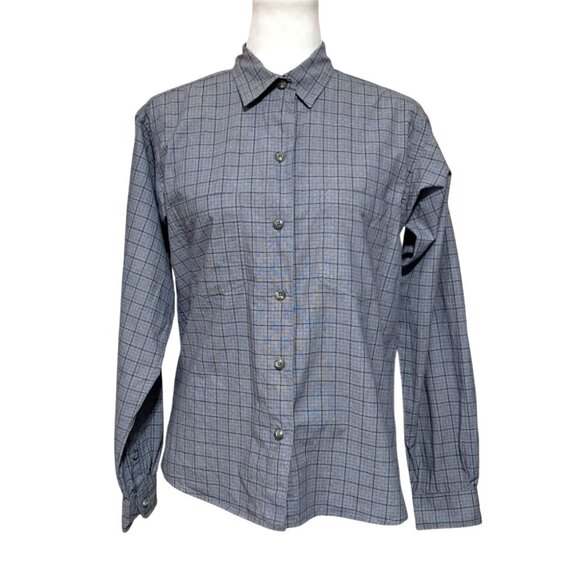Vintage Patagonia Shirt Womens Size S Button Up Blue Plaid Long Sleeved Cotton - Picture 1 of 12